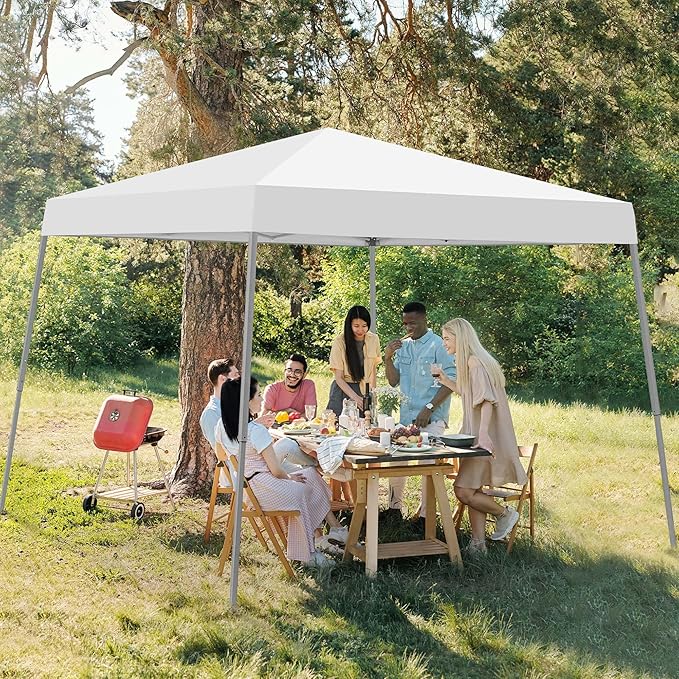 GDY Outdoor 8x10 Ft Pop Up Canopy Tent,Portable Instant Folding Shelter Gazebos, Patio Canopy with Carrying Bag, White.