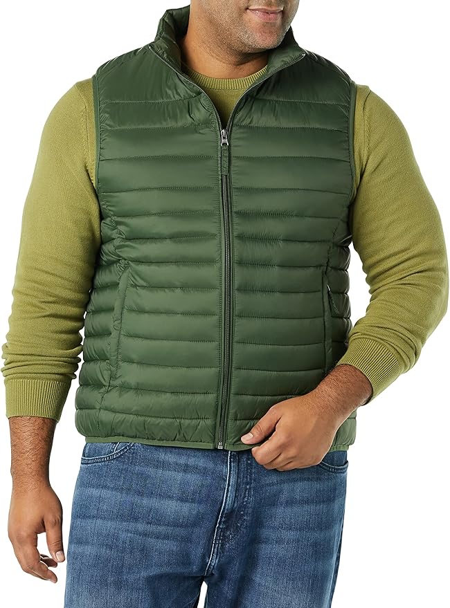 Amazon Essentials Mens Lightweight Water-Resistant Packable Puffer Vest