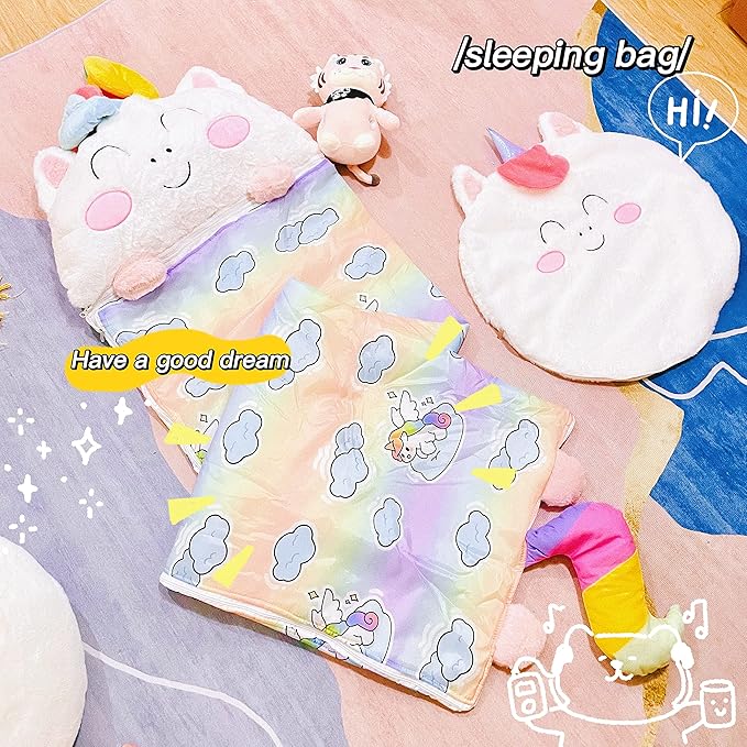 Sleeping Bag for Kids, Preschool Nap Mat, Toddler Sleeping Bag with Pillow for Daycare, Ages 3+, Large Size