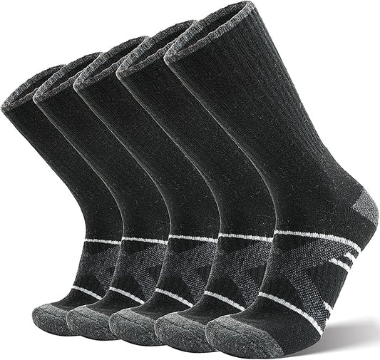 ANTSANG 5 Pairs Merino Wool Hiking Socks for Men & Women Thermal Winter Warm Moisture Wicking Cushion Boot Socks