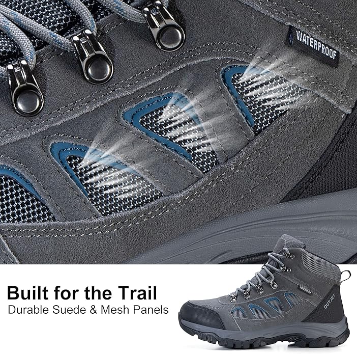 Men's Waterproof Hiking Boots Lightweight Comfortable Leather Outdoor Boots