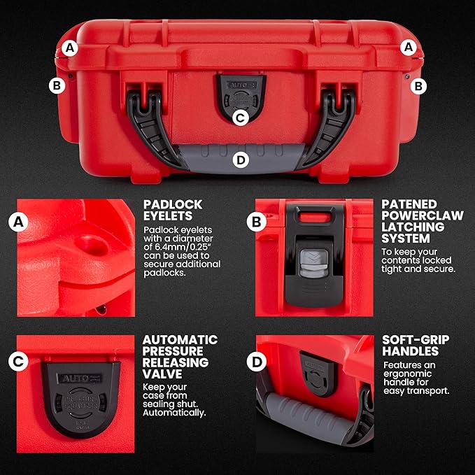NANUK 904 Waterproof First Aid Box Empty – Durable, Medical First Aid Organizer Case, IP67-Rated, Dustproof, Impact-Resistant, and Floats (7.4" x 4.9" x 3.1") – Red