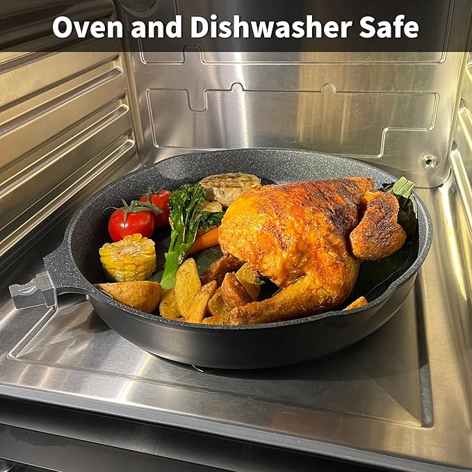 8 Inch Smart Nonstick Frying Pan with Removable Handle, Cast Aluminum and Anti-Scratch Omelette Pan, Compatible with All Stovetops, Dishwasher and Oven Safe