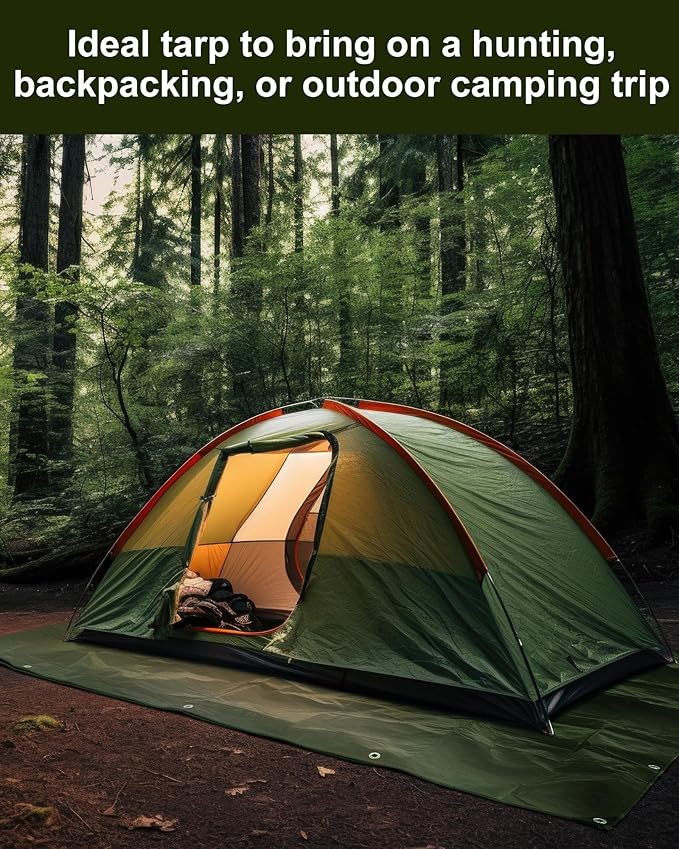 1 Pcs Large Waterproof Tarp 10 x 12 ft Heavy Duty 5.5 Mil Thick Poly Tarpaulin with Grommets Multipurpose Protective Cover for Summer Home Boats Cars Camping RV Pool Tent