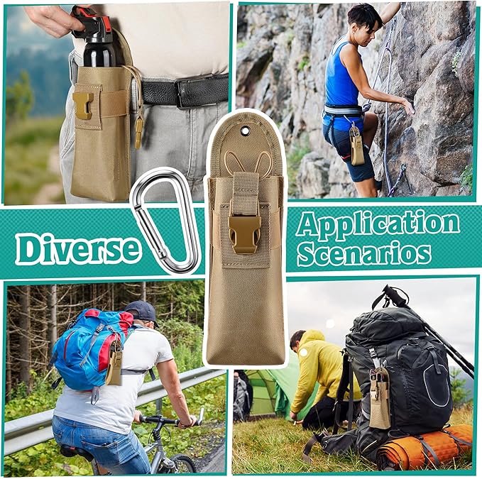 Bear Spray Holster with Quick Release Buckle (Spray Not Included), Nylon Holster with Hook & Loop for 7.9 & 9.2fl Oz Canister, Portable Pouch & Elastic Cord Design for Hiking Camping, Outdoor