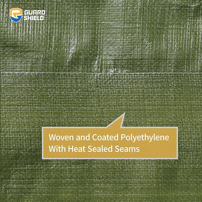 GUARD SHIELD Tarp Green Tarps Heavy Duty Waterproof 16x16 Feet Extra Large Outdoor Tarp Cover 12mil