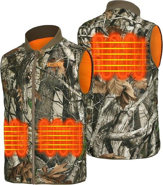 UIIHUNT Heated Hunting Vest for Men with 10000mAh Battery Pack, Lightweight Camo Heated Vest with 3 Heat Settings