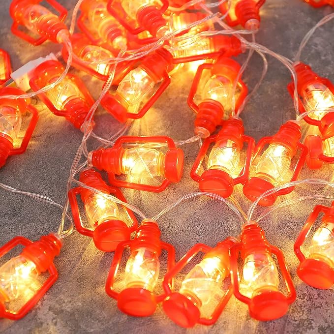 AceList 30 LED Red Lantern String Lights for Bedroom Patio Garden Holiday Home Indoor Decorations, Mini Kerosene Lights String (Warm White Light)