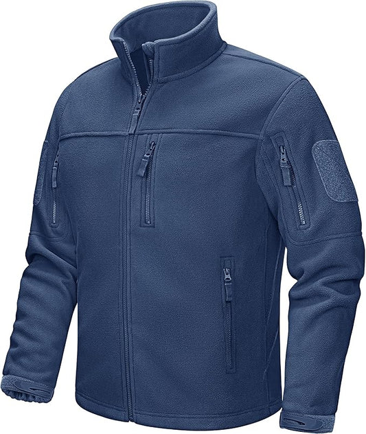 CRYSULLY Men's Fleece Jacket Tactical Full-Zip Winter Coat Jackets Multi Pockets