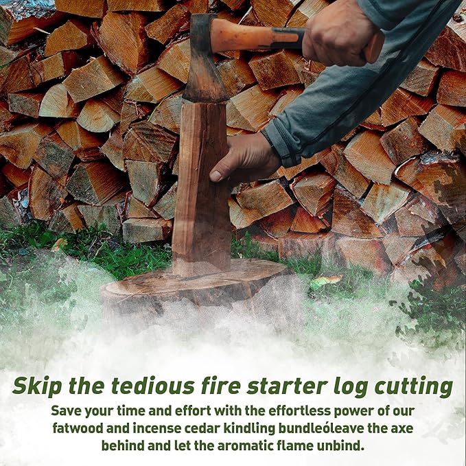 Fatwood & Incense Cedar Kindling Combo: Ideal for Wood Stoves, Fireplaces, Campfires, Bonfires - Eco-Friendly, Long Burning Fire Logs, Weather-Resistant Fire Starter Kit