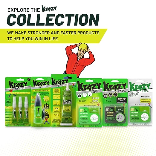 Krazy Fix Fast Waterproof Glue, Fast Curing Polyurethane Singles, Repair Adhesive for Shoe Repair, Ceramic, Plastic, Jewelry, Metal, 12 Grams (Pack of 3 x 4g mini Tubes)