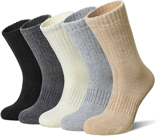 Merino Wool Socks For Women Hiking Winter Boot Thermal Warm Thick Cozy Work Crew Socks 5 Pairs