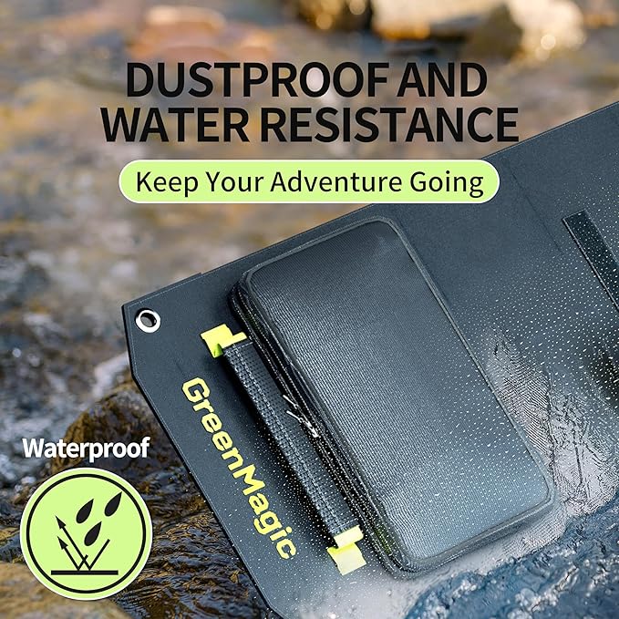 Greenmagic 20 Watt Portable Solar Battery Charger Ideal for Power Battery, Power Station, Smartwatches, Phones, Powerbank, Tablets, Laptops, Cameras, Game Consoles etc Waterproof Fast Charging