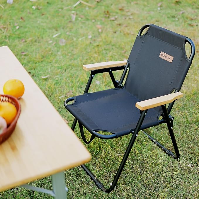 Camping Chair, Black Folding Bench Chair Seating Camp Chairs for Indoor Outdoor Hiking Fishing Patio Beach Supports up to 264 Lbs (2 Packs Single Black)