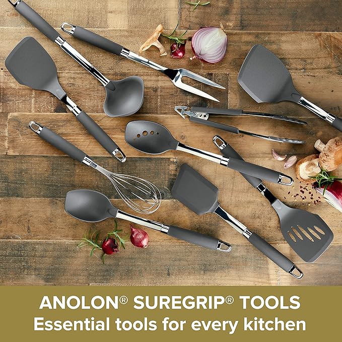 Anolon 10-Piece Nylon Mixed Tool Set, Graphite