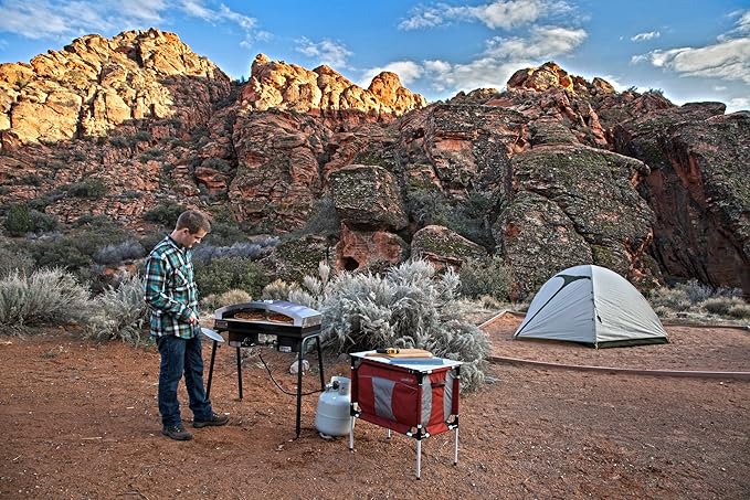 Camp Chef Sherpa Camp Table & Organizer, Table top 27" x 17", Table Height 28", Brick
