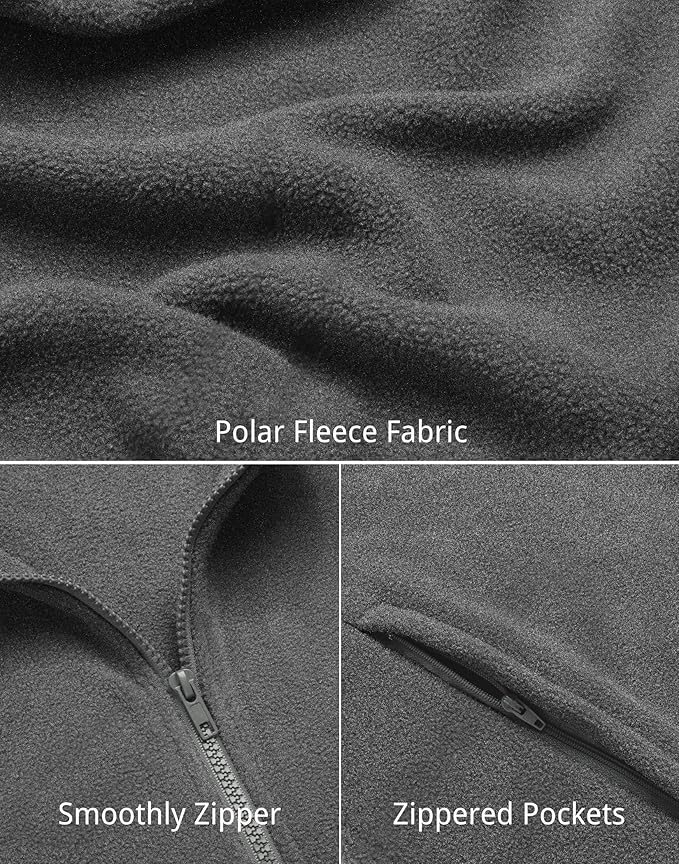 COOFANDY Mens Polar Fleece Vest Lightweight Sleeveless Jacket Warm Zip up Outerwear Vests with Zipper Pockets for Hiking