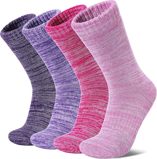 LANLEO Merino Wool Hiking Socks for Women Men Thermal Extra Thick Winter Warm Comfy Cushioning Crew Boot Socks 4 Pairs