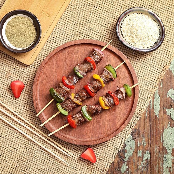 200 PCS Bamboo Skewers, 10 Inch Wooden Skewer for Appetizers, Fruit, Kebabs, Grilling Barbecue, Mini Burger, Sausage, Cocktail Picks for Drinks, Long Toothpicks, Food Sticks Natural, Kitchen Gadget