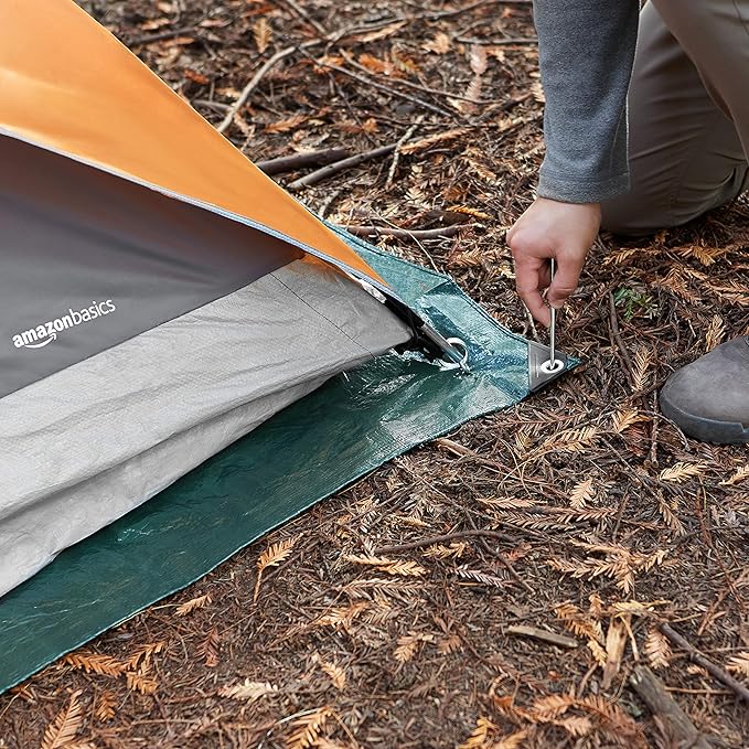 Amazon Basics Waterproof Camping Tarp, 9.5 Feet x 11.3 Feet, Dark Green