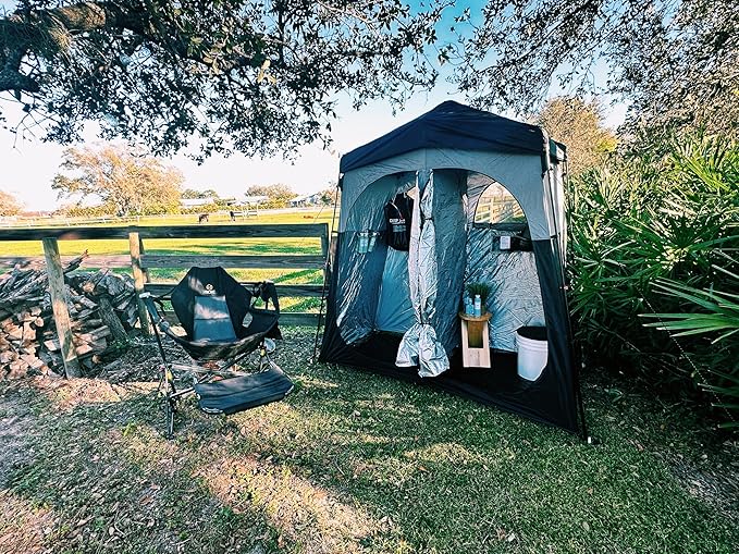 Nice C Camping Shower Tent, Instant Pop Up Privacy Changing Tent, Outdoor Shower Enclosure, Toilet Tents, Oversize (2 Room)