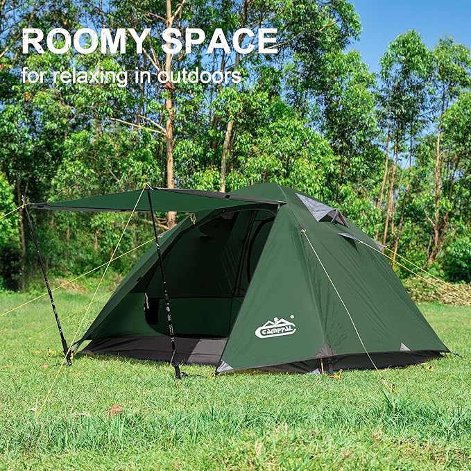 2-3 Person Backpacking Tent with Double Door 2 Vestibule, Waterproof Windproof Lightweight Easy Set Up 3 Season 2 Man Two Person Tent for Camping, Hiking, Motorcycle, Mountaineering with UPF 50+