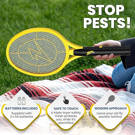 ZAP IT! Bug Zapper Battery Powered (2xAA Included) Bug Zapper Racket, 3,500 Volt