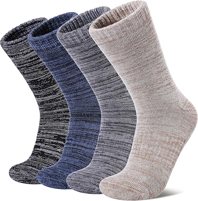 LANLEO Merino Wool Hiking Socks for Women Men Thermal Extra Thick Winter Warm Comfy Cushioning Crew Boot Socks 4 Pairs