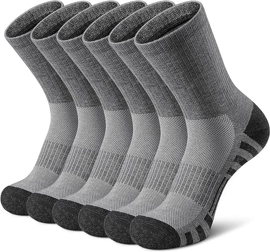 Airacker Athletic Socks Sport Running Calf Socks Performance Cushioned Breathable Crew Socks for Men Women(6 Pairs)