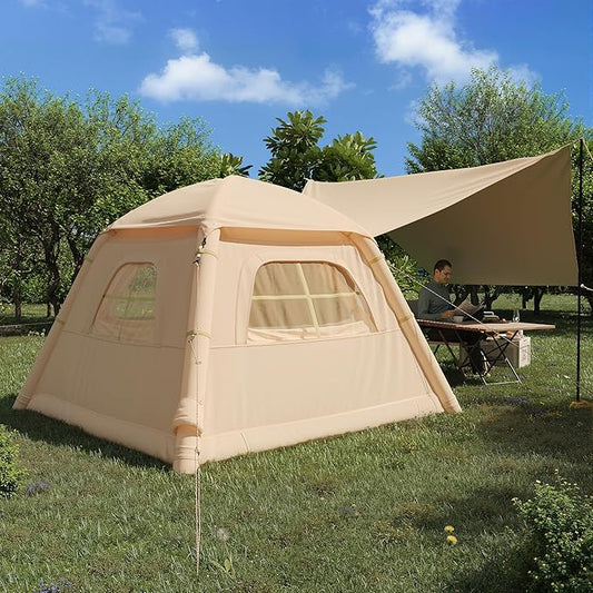 YOLENY Inflatable Camping Tent for 4-6 Person, Easy Setup Portable Water-Resistant Cabin Tent with Mesh Windows & Pumps